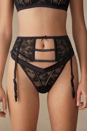 Intimissimi Shine High Like Stars Garter Belt Zwart | EBEVG46381