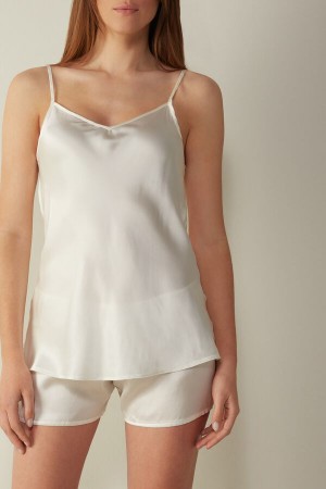 Intimissimi Silk Satin Top with V-neckline Wit | BENEJ93516