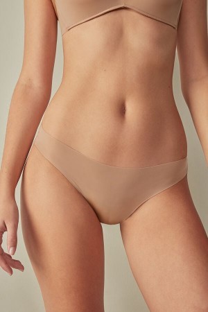 Intimissimi Brazilian Panties in Seamless Ultra Light Microfiber Natural | SBENY86440