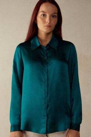 Intimissimi Long Sleeve Silk Shirt Groen | BEXMI22717