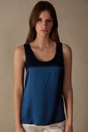 Intimissimi Silk and Modal Tank Top Blauw | FBEHY93596