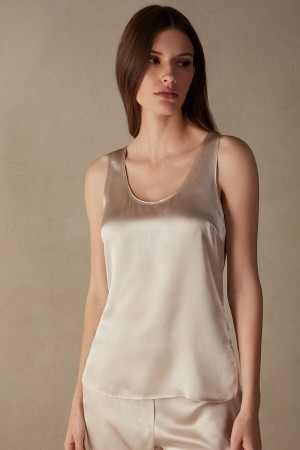 Intimissimi Silk and Modal Tank Top Natural | UBETG38507