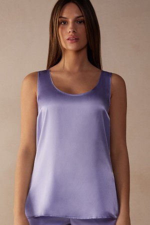 Intimissimi Silk and Modal Tank Top Violet | SBENY86849