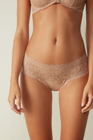 Intimissimi Kanten and Katoenen High Rise Panties Natural | YBEGT97436