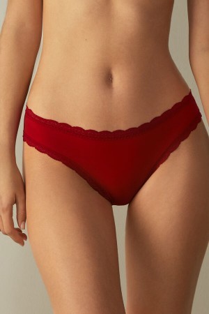 Intimissimi Katoenen and Kanten Panties Rood | BEJZR56132