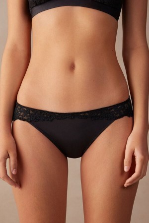 Intimissimi Pretty Flowers Panties Zwart | BBESO89446