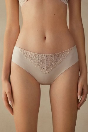 Intimissimi Pretty Flowers Seamless Katoenen Panties Natural | EBEHC85172