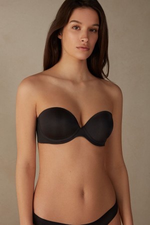 Intimissimi Anna Bandeau Bra in Ultralight Microfiber Zwart | FBEHY93629