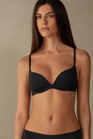 Intimissimi Gioia B Cup Microfiber Super Push-Up Bra Zwart | ABEDF31578