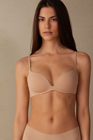 Intimissimi Gioia B Cup Microfiber Super Push-Up Bra Natural | XBEGW19078