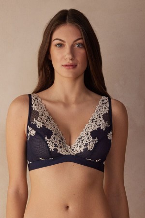 Intimissimi Pretty Flowers Lara Triangle Bra Blauw | BEQAV72915