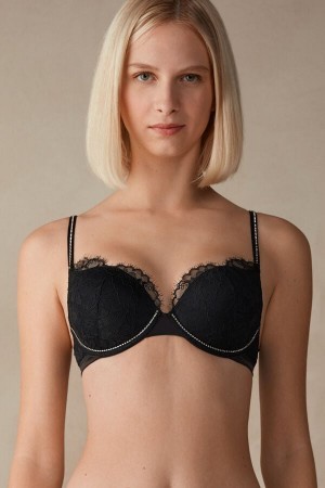 Intimissimi Shine High Like Stars Elettra Super Push-up Bra Zwart | TBEWZ75649