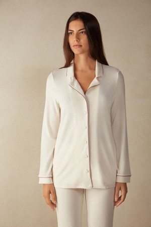 Intimissimi Long-Sleeve Micromodal Pajama Top Natural | ZBEMJ69311