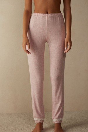 Intimissimi Long Modal Kanten Detail Trousers Roze | BEDFL19591