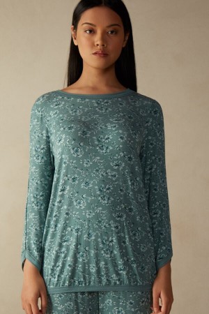 Intimissimi Prairie Bouquet Long Sleeve Top Groen | BEDYB35361