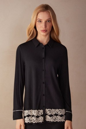 Intimissimi Pretty Flowers Button Up Shirt in Modal Gekleurd | EBEVG82594