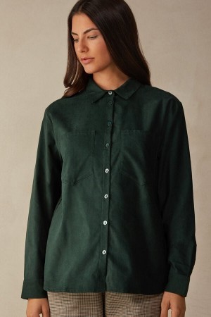 Intimissimi Slow and Cozy Velvet Shirt Groen | BBESD58064