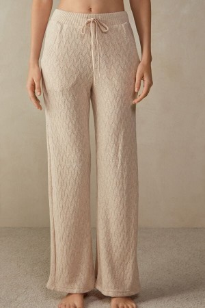 Intimissimi Winter Braid Full Length Jacquard Pants Natural | GBEEC62318