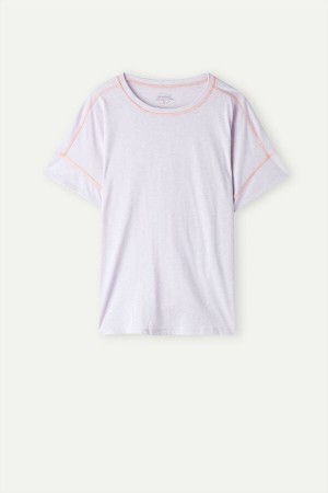 Intimissimi Iris and Apricot Kort Sleeve Supima® Ultrafresh Katoenen Top Violet | FBEUI27209