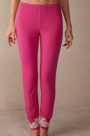 Intimissimi Pretty Flowers Full Length Cuffed Modal Pants Roze | BEDFL80857