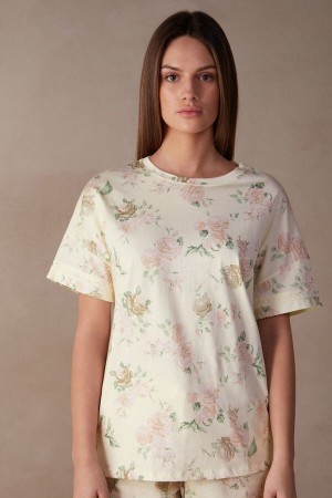 Intimissimi Scent of Roses Kort Sleeve Katoenen T-shirt Print | GBEEC76953