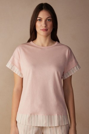 Intimissimi Soft Spring Kort Sleeve Katoenen T-Shirt Roze | PBEER35909