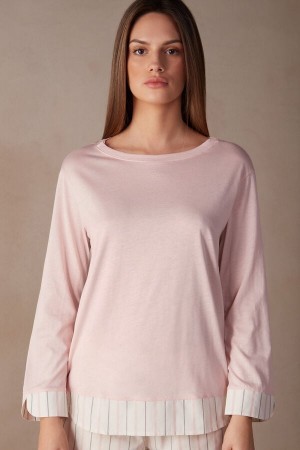 Intimissimi Soft Spring Long Sleeve Katoenen Top Roze | FBEUI30391