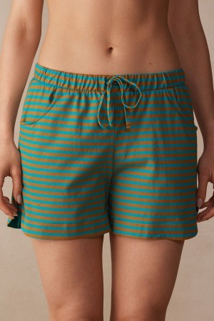 Intimissimi Summer Vibes Gestreept Shorts Groen | GBEEC73874