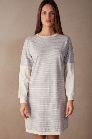 Intimissimi Vrijetijds Sunday Long Sleeve Nightshirt Wit | BEZPD29822