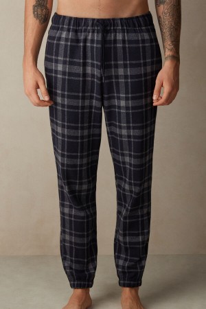 Intimissimi Check Tricot Full Length Pants Blauw | BEIIZ36468