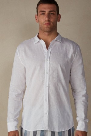 Intimissimi Linen and Katoenen Shirt Wit | DBEVO77064