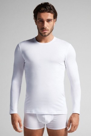 Intimissimi Long-Sleeve Stretch Supima Katoenen Top Wit | EBEVG76552