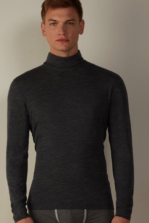 Intimissimi Long-sleeve High-Neck Merino-Wol Top Donkergrijs | XBEGW18280