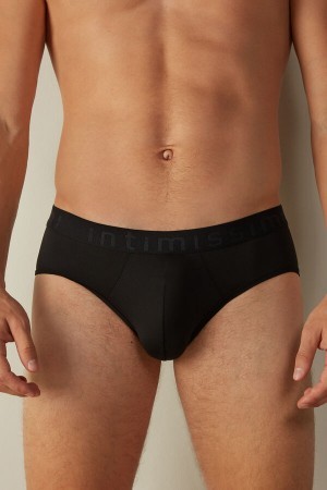 Intimissimi Microfiber Briefs with Logo Detail Zwart | TBEPQ63997