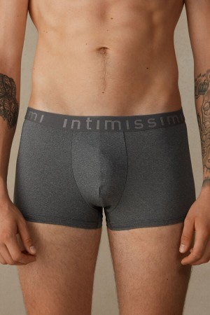 Intimissimi Microfiber Logo Boxer Shorts Donkergrijs | BEJKU66064