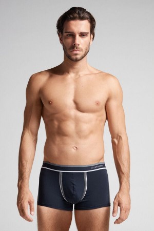 Intimissimi Two-tone Boxers in Stretch Supima® Katoenen Blauw | LBESX35509