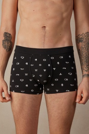 Intimissimi Dashboard Warning Light Boxers in Stretch Supima® Katoenen Zwart | BEXMI49079