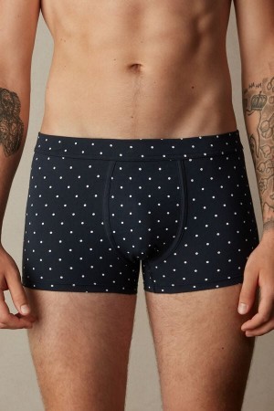 Intimissimi Dotted Boxers in Stretch Supima® Katoenen Blauw | BEQAV61545