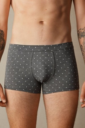 Intimissimi Dotted Boxers in Stretch Supima® Katoenen Grijs | QBEUV41331