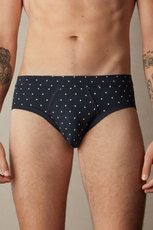 Intimissimi Dotted Briefs in Stretch Supima® Katoenen Blauw | LBETR15583