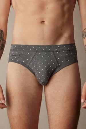 Intimissimi Dotted Briefs in Stretch Supima® Katoenen Grijs | MBEFT51436