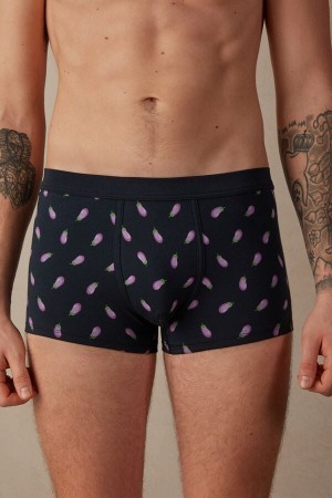 Intimissimi Eggplant Boxers in Stretch Supima® Katoenen Blauw | DBEKV68165