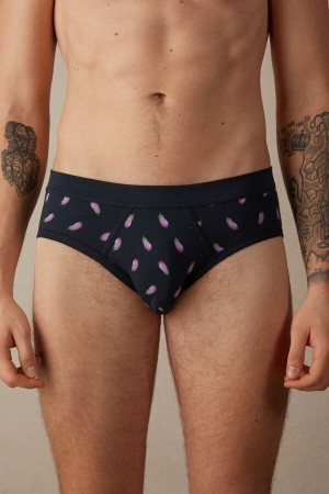 Intimissimi Eggplant Briefs in Stretch Supima® Katoenen Blauw | GBEEC98187