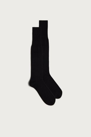 Intimissimi Hoge Cashmere-Silk-Katoenen Blend Socks Zwart | GBEUC61392