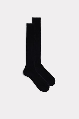 Intimissimi Hoge Geribbeld Egyptian Katoenen Socks Zwart | BBESD38094