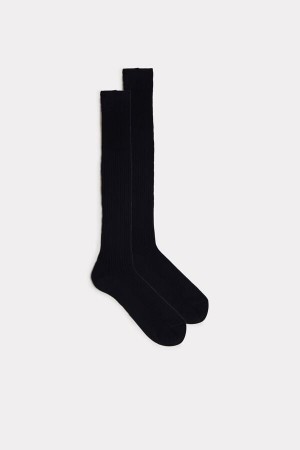 Intimissimi Hoge Geribbeld Egyptian Katoenen Socks Blauw | ABEDF11810