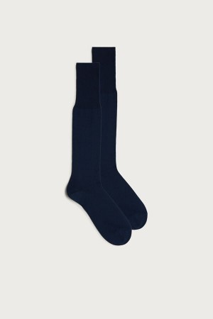 Intimissimi Hoge Sateen Egyptian Katoenen Socks Blauw | BECIF79317