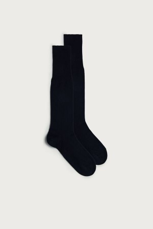 Intimissimi Hoge Warm Katoenen Socks Blauw | BEQAV85694