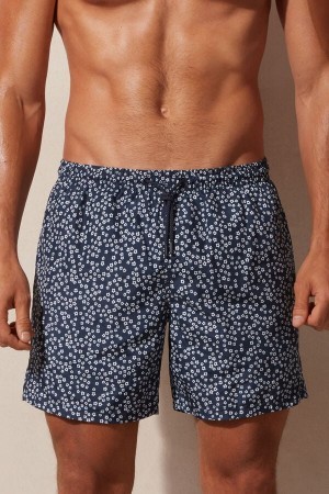 Intimissimi Micro Flower Print Swim Trunks Blauw | BEZPD20374