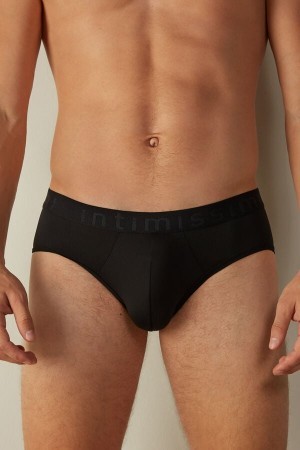 Intimissimi Microfiber Briefs with Logo Detail Zwart | LBESX69753